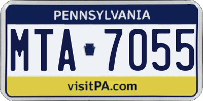 PA license plate MTA7055