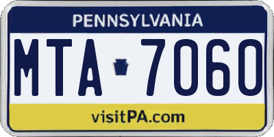 PA license plate MTA7060