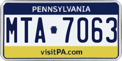 PA license plate MTA7063