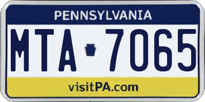 PA license plate MTA7065