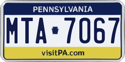 PA license plate MTA7067