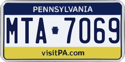 PA license plate MTA7069