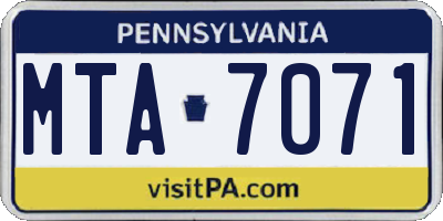 PA license plate MTA7071