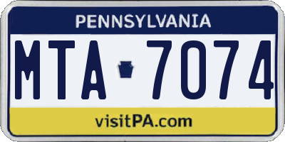 PA license plate MTA7074