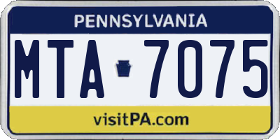 PA license plate MTA7075