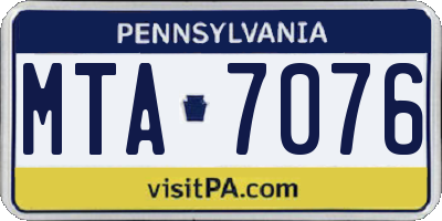 PA license plate MTA7076