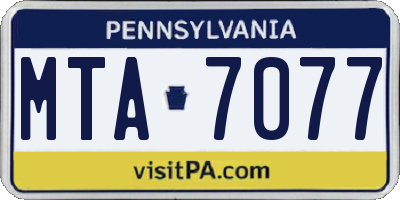 PA license plate MTA7077