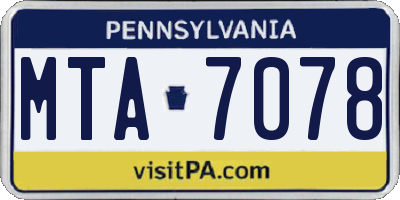 PA license plate MTA7078