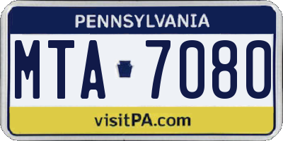 PA license plate MTA7080