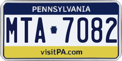 PA license plate MTA7082