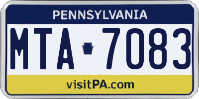 PA license plate MTA7083
