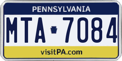 PA license plate MTA7084