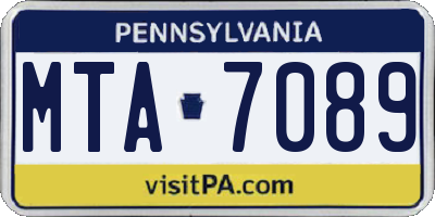 PA license plate MTA7089