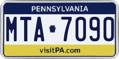 PA license plate MTA7090