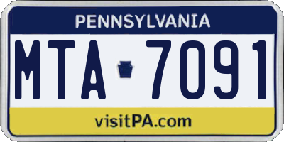 PA license plate MTA7091