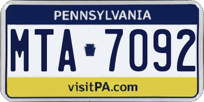 PA license plate MTA7092