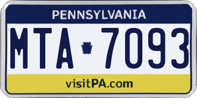 PA license plate MTA7093