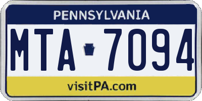 PA license plate MTA7094