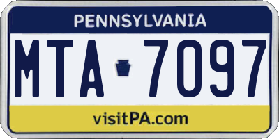 PA license plate MTA7097