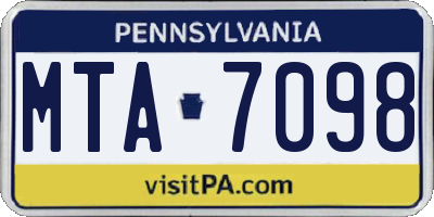 PA license plate MTA7098