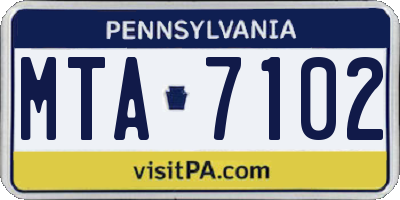PA license plate MTA7102