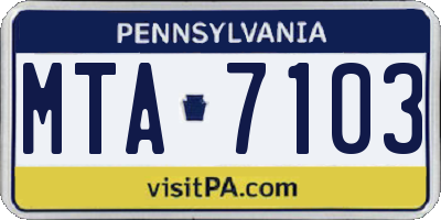 PA license plate MTA7103
