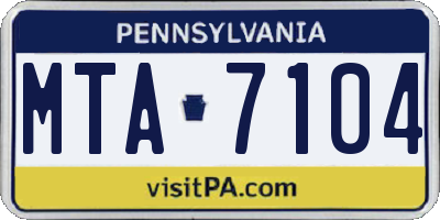 PA license plate MTA7104