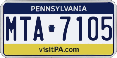 PA license plate MTA7105