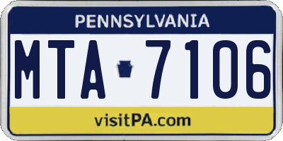 PA license plate MTA7106