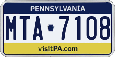 PA license plate MTA7108