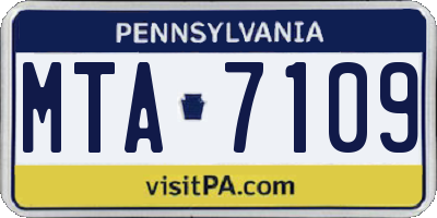 PA license plate MTA7109