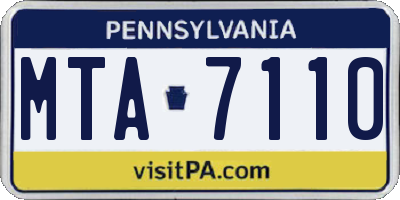PA license plate MTA7110