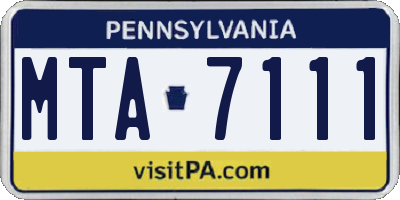 PA license plate MTA7111