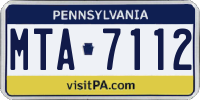 PA license plate MTA7112