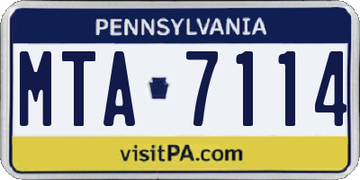 PA license plate MTA7114