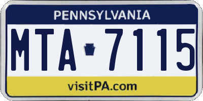 PA license plate MTA7115