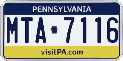 PA license plate MTA7116