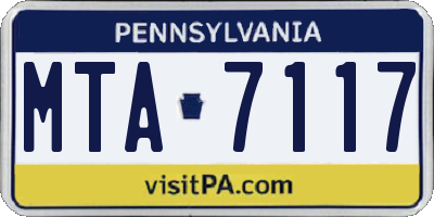 PA license plate MTA7117