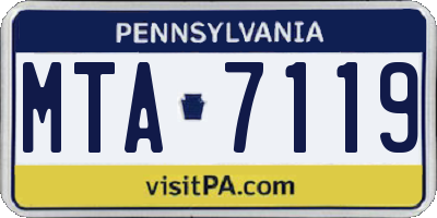 PA license plate MTA7119