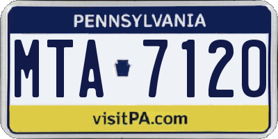PA license plate MTA7120