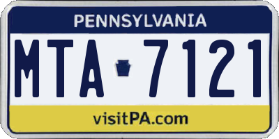 PA license plate MTA7121
