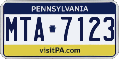 PA license plate MTA7123