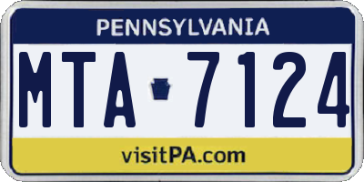 PA license plate MTA7124