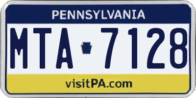 PA license plate MTA7128