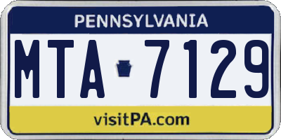 PA license plate MTA7129
