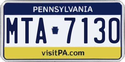 PA license plate MTA7130