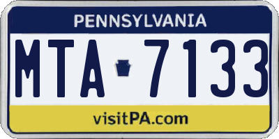PA license plate MTA7133