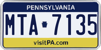 PA license plate MTA7135