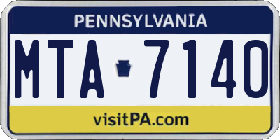 PA license plate MTA7140