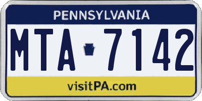 PA license plate MTA7142